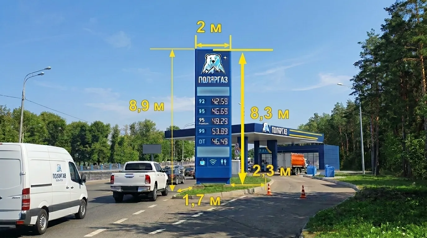 Фотофиксация и замеры места установки стелы АЗС